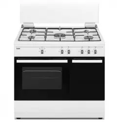 Cocina De Gas Svan Svk9561gb 5 Fogones 60l Con Portabombonas Blanco 90 Cm
