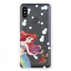 Funda Oficial Disney Sirenita Y Sebastián Transparente Para Xiaomi Redmi Note 6 - La Sirenita