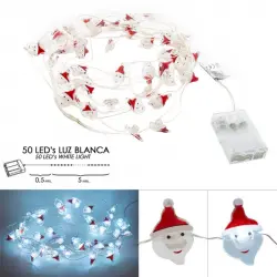 Luces Navidad A Pilas 50 Leds Papa Noel