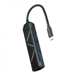 Nanocable Hub 5 en 1 USB-C a USB-A/USB-C/HDMI/RJ45/PD 100W