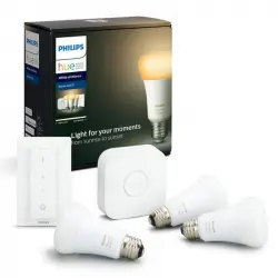 Philips Hue White Ambiance Kit Puente+Mando+3 Bombillas Inteligentes LED E27 9W Blanca