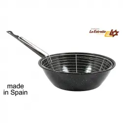Sartén honda 26 cm diámetro c/cestillo jaspeada