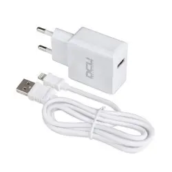 Cargador DCU 1xUSB A + Cable Lightning, 1 metro