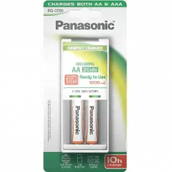 Pilas recargables con cargador - Panasonic, 2 pilas AA para y AAA