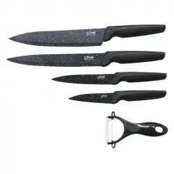 Set de 4 cuchillos efecto piedra + pelador
