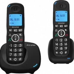 Teléfono - Alcatel XL535, 2 unidades, Función manos libres, 3 teclas memoria directa, alarma, Negro