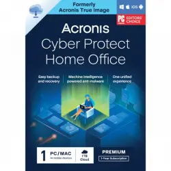 Acronis Cyber Protect Home Office Premium 1TB Licencia De 1 Año 5 PC/Mac + Móviles Ilimitados Descarga Digital