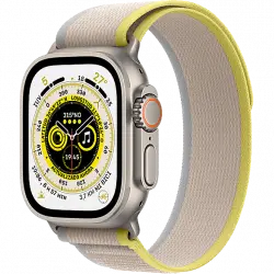 APPLE Watch Ultra (2022), GPS + Cellular, 49 mm, Caja de titanio, Cristal zafiro, Correa Loop Trail en Talla S/M color Amarillo/Beis