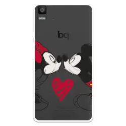 Funda Para Bq Aquaris E5 4g Oficial De Disney Mickey Y Minnie Beso - Clásicos Disney