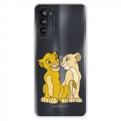 Funda Para Motorola Moto G52 Oficial De Disney Simba Y Nala Silueta - El Rey León