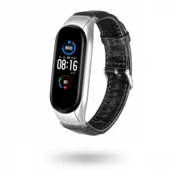 Nueboo Correa de Cuero Negra para Xiaomi Mi Smart Band 3/4
