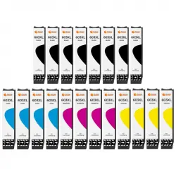 Pccom Essential Epson 603XL Cartucho Tinta Compatible Negro/Cian/Magenta/Amarillo Pack 20