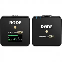 Rode Wireless Go II Solo Transmisor Sistema de Micrófono Inalámbrico Dos Canales con Micrófono Incorporado