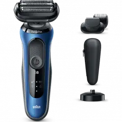 Afeitadora - Braun Series 6 61-B4500cs, Eléctrica para Barba, SensoFlex, Wet&Dry, Recortadora De Base Carga, Azul