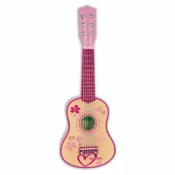 Guitarra Infantil De Madera 6 Cuerdas Rosa 55 Cm Bontempi