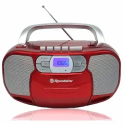 Radio Cd Portátil Cassette, Digital Pll Fm, Reproductor Cd-mp3, Usb, Aux-in, Toma Auriculares Rojo Roadstar Rcr-4635umprd