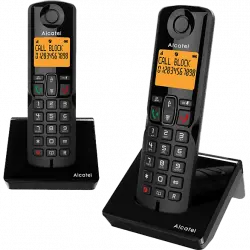 Teléfono - Alcatel S280 Duo, Inalámbrico, Bloqueo de llamadas, Agenda para 50 contactos, Manos libres, Negro