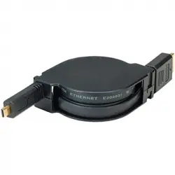 Value Cable HDMI Tipo A/D Retráctil Alta Velocidad con Ethernet Macho/Macho 1.2m Negro