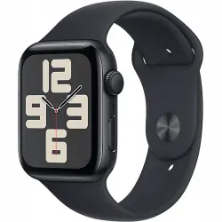 APPLE Watch SE (2023), GPS, 44 mm, Caja de aluminio medianoche, Vidrio delantero Ion-X, Talla S/M, Correa deportiva medianoche