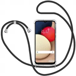 Icoveri Funda con Cordón Negro para Samsung Galaxy A02s