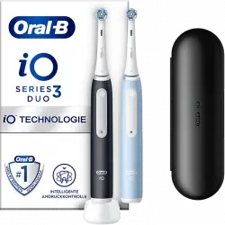 Cepillo eléctrico - Oral-B iO 3 de Dientes, modos, Sensor Presión, Estuche viaje, Diseñado por Braun, Azul y Negro