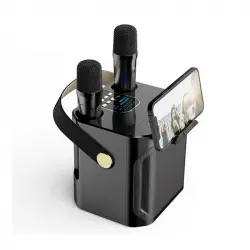 Klack Karaoke Altavoz Subwoofer con Doble Micrófono Bluetooth 100W Cambiador de Voz Negro