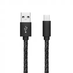 Unotec Style Cable USB-C Cuero Trenzado Negro 1m