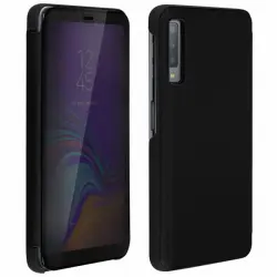 Avizar Funda Libro Translúcida Negra para Samsung Galaxy A7 2018