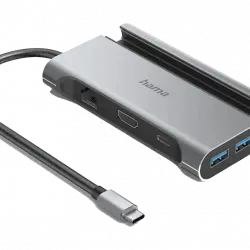 Hub USB/Concentrador - Hama 00200143, 7 puertos, 1 Gbit/s, Gris