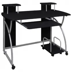 Vidaxl Escritorio Ordenador Madera Contrachapada Negro 110x52x88,5 Cm
