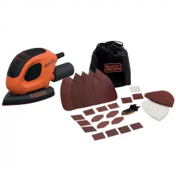 Black & Decker BEW230BC-QS Lijadora de Detalle Mouse 55W Hoja 110mm/cm2 con 15 Accesorios y Bolsa