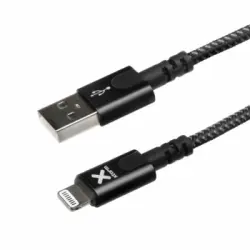 Cable Iphone Ipad Ipod Carga Y Sincronización Nylon Trenzado 3m Xtorm - Negro