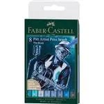 Estuche con 8 rotuladores Faber-Castell Pitt Artist Pens Brush The Blues