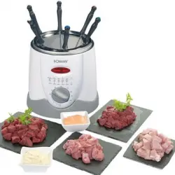 Freidora Fondue, 1 L, 6 Tenedores Fondue, Termostato Regulable, Filtro Antiolores Humos Blanco/gris 900w Bomann Frr 1290 Cb