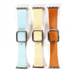 Friendly License - Pack 3 Correas PU Hebilla Para Apple Watch 38/40/41 Mm Rosa, Celeste, Marrón