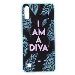 Funda I'm A Diva Borde Azul Para Samsung Galaxy A10 - Oficial De La Vecina Rubia