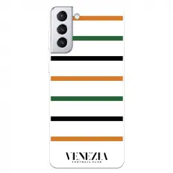 Funda Licencia Oficial Venezia Football Club del Venecia Fondo Blanco Rayas para Samsung Galaxy S21 Plus