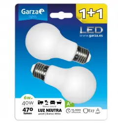 Garza Standard Pack 2 Bombillas LED 6W E27 Blanco Neutro