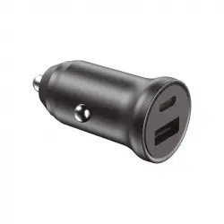 Ksix Cargador De Coche 20W PD Y Quick Charge 3.0 USB-A+USB-C Negro