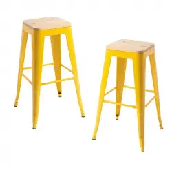 Packs Taburetes Altos - Pack 2 Taburetes Torix Madera Natural - Amarillo