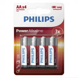 Philips Alkaline Power Pilas Alcalinas AA LR06 1.5V Pack 4 Unidades