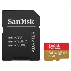 SanDisk Extreme MicroSDXC 64GB UHS-I A2 V30 Clase 10 con Adaptador SD