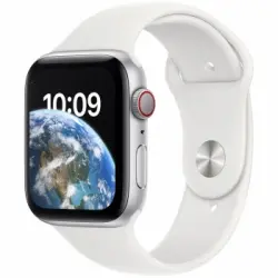 Apple Watch SE GPS + Cellular 44mm Caja de aluminio en plata con Correa deportiva Blanco