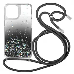 Avizar Funda Purpurina Correa Extraíble Degradado Negro para iPhone 13 Pro