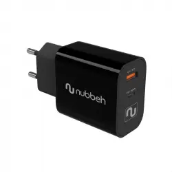 Nubbeh Booth Cargador Pared PD USB-C 30W Quick Charger 3.0 Negro