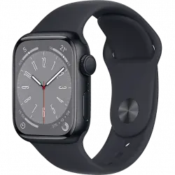 APPLE Watch Series 8 (2022), GPS, 41 mm, Caja de aluminio, Vidrio delantero Ion-X, Correa deportiva medianoche