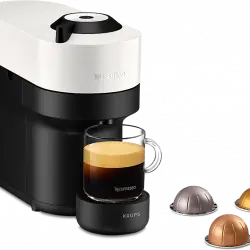 Cafetera de cápsulas - Nespresso® Krups Vertuo Pop XN920110, 1500 W, 0.56 L, Tecnología Centrifusion, Wi-Fi, Coconut White