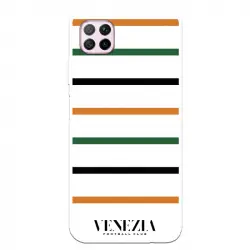Funda Para Huawei P40 Lite Del Venezia Fondo Blanco Rayas - Licencia Oficial Venezia Football Club