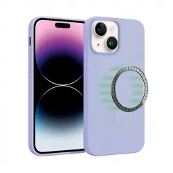 Icoveri Funda Silicona con Círculo Magnético Malva para iPhone 15 Plus