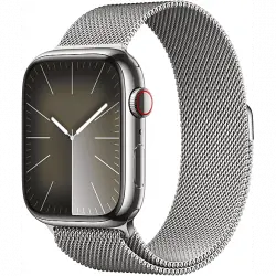 Apple Watch Series 9 (2023), GPS+CELL, 41 mm, Gesto de doble toque, Caja acero inoxidable plata, Correa Milanese Loop plata